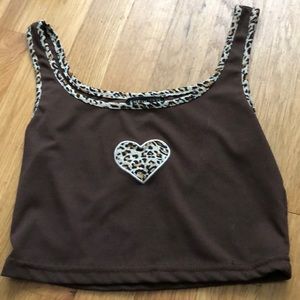 Brown and cheetah print top